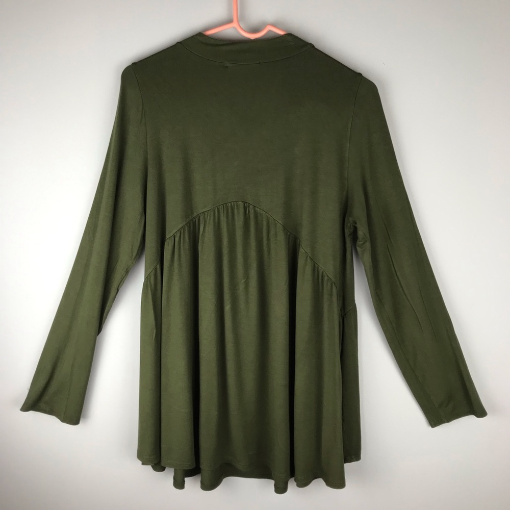 Anthropologie Ella Mara Keyhole Neckline Olive Green Long Sleeve Pullover Top - Picture 5 of 7